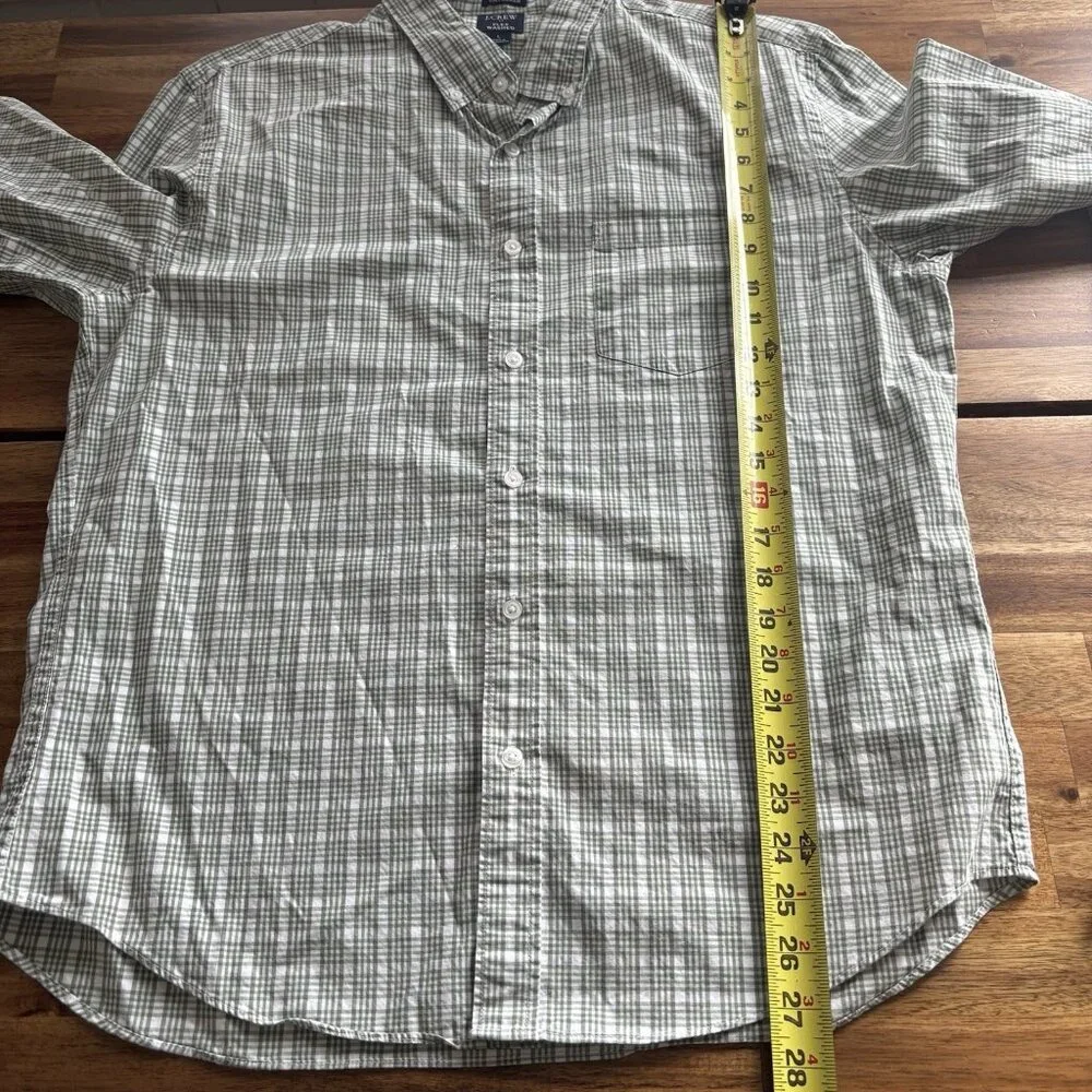 J.Crew Slim Untucked Flex Washed‎ Plaid Shirt Mens Large Preppy Office Business